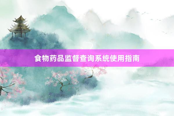 食物药品监督查询系统使用指南